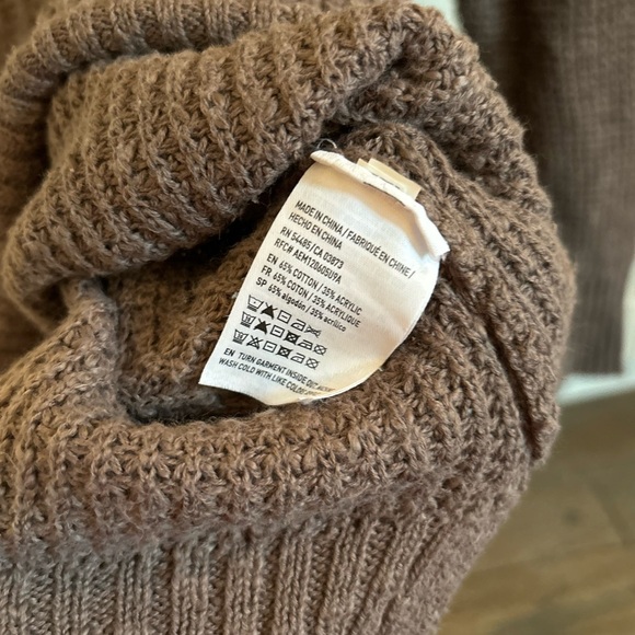 American Eagle Brown Tie Up Sweater Waffle Knit Size Medium - Picture 6 of 6